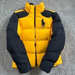 🔴Polo Ralph Lauren Puffer Jacket Size Medium Black Yellow Wu-Tang